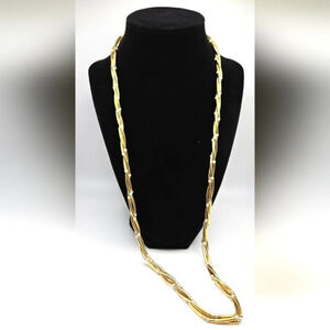 Gold Faux Pearl Long 30 Inch Costume Necklace